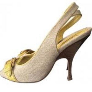 YSL Women’s Size 40.5 Canvas Slingback Heels
